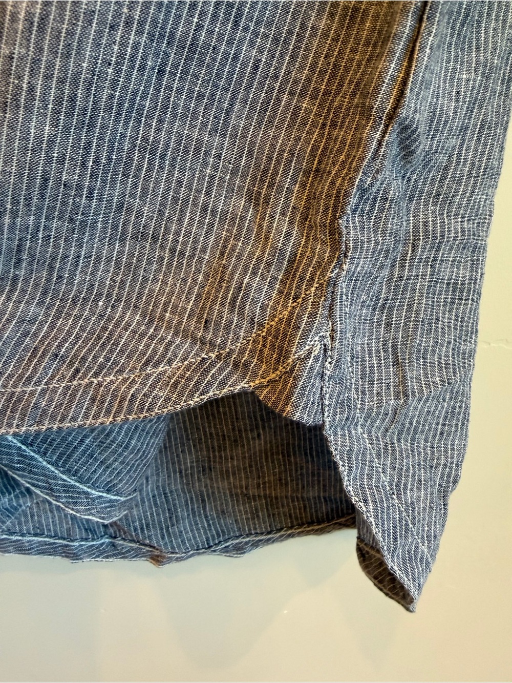 BEACH LUNCH LOUNGE Chambray & White Embroidered Linen Cotton Blend Long Tunic - Picture 6 of 8